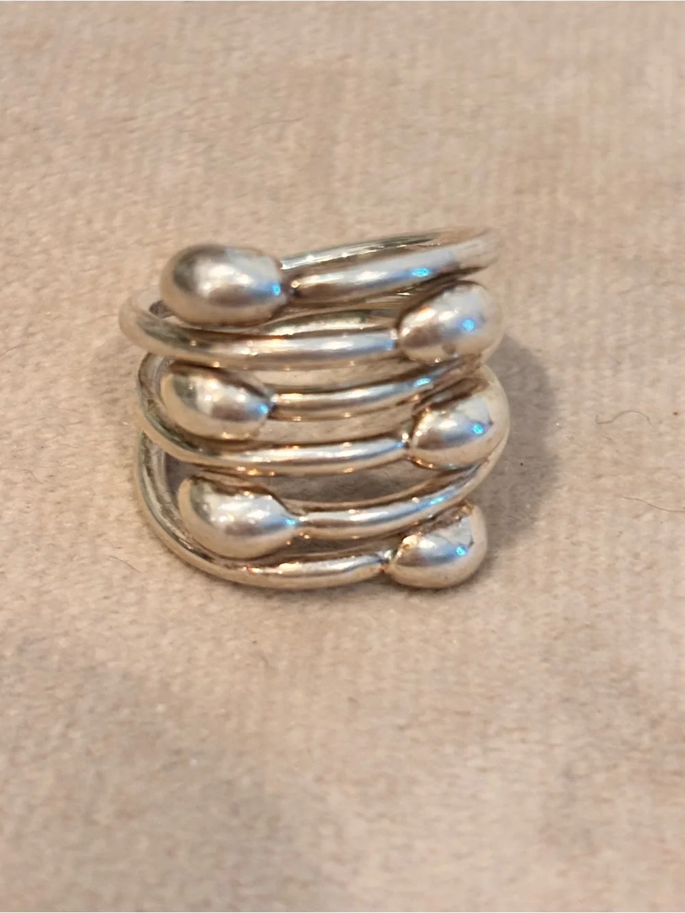 Designer 925 Sterling Silver Stacked Teardrop Ring - Size 6